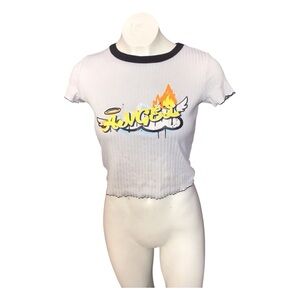 White Graphic Baby Tee size small